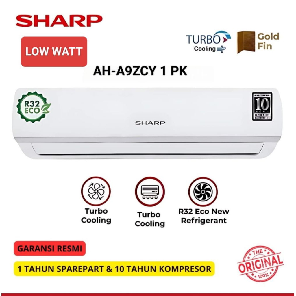AC SPLIT SHARP AH-A9ZCY 1 PK FREON R32 (GARANSI RESMI)