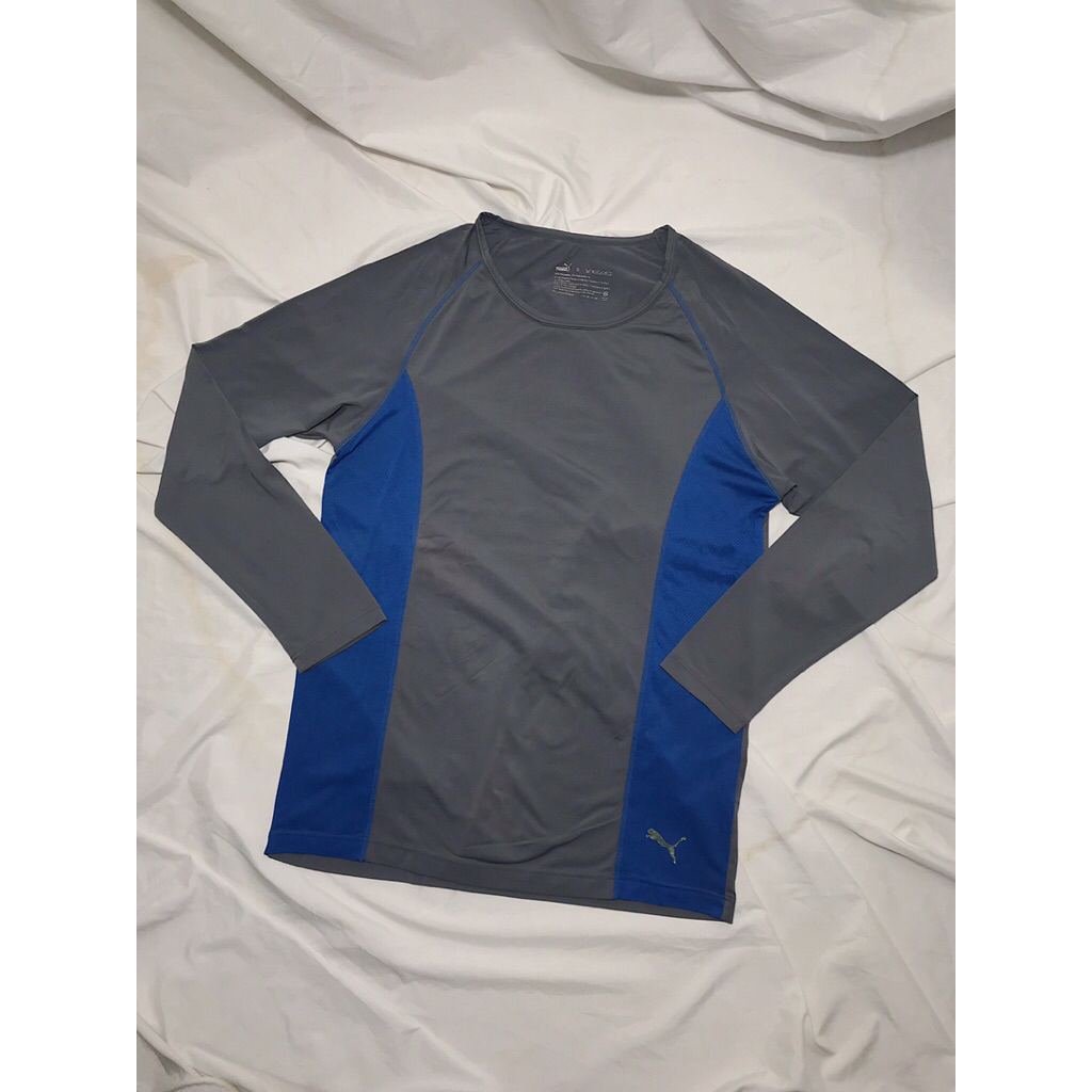 Nego Boskuu > Puma Longsleeve Baselayer Original - Dark Grey/Blue (Outfit/Pakaian)|Preloved/2nd/Seco