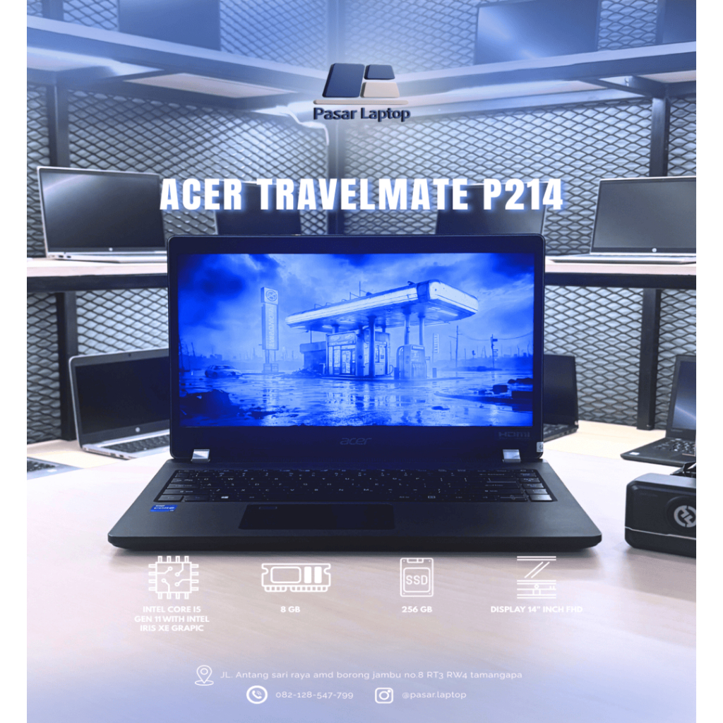 ACER Travelmate P214 Core i5 Gen 11 | RAM 8GB | SSD 256GB | Laptop Slim & Cepat