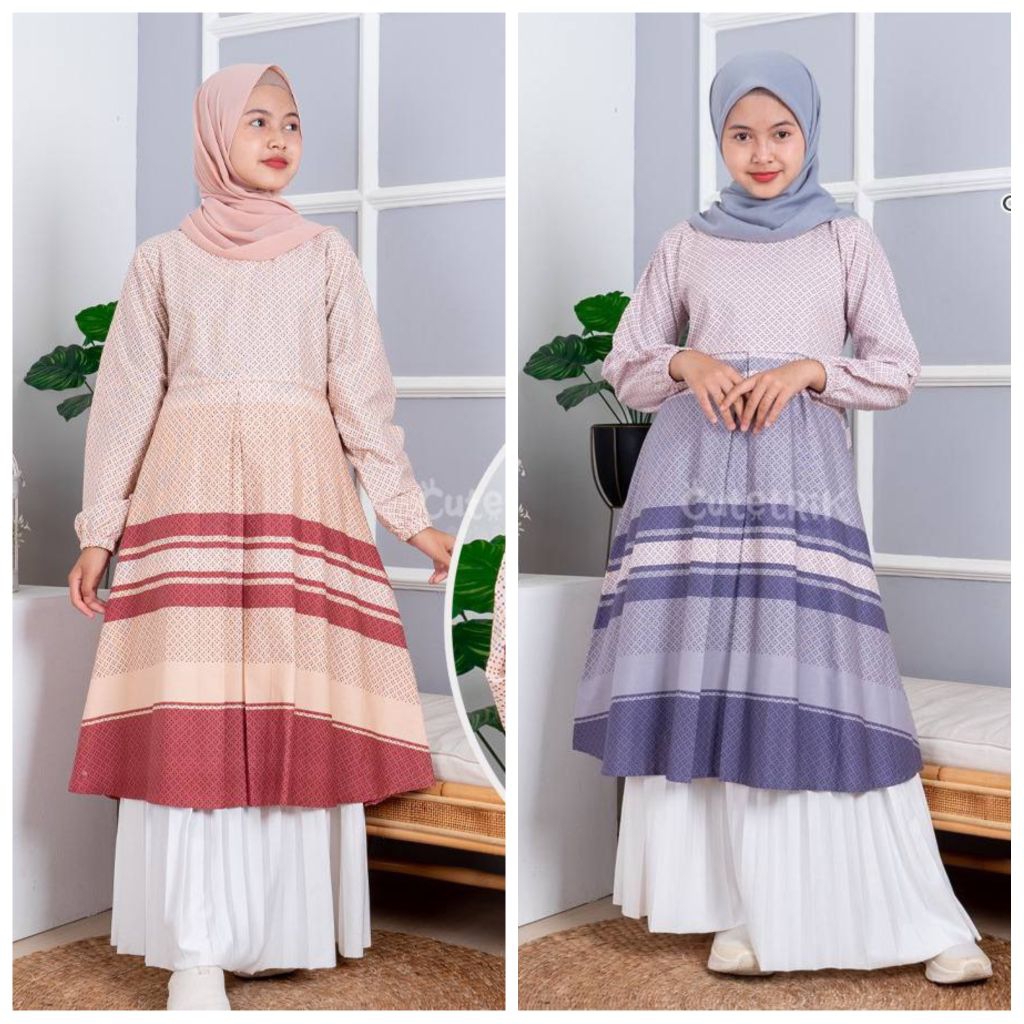 [Bisa COD] Long Tunik Anak dan Remaja Cutetrik / Baju Atasan Anak dan Remaja Cutetrik