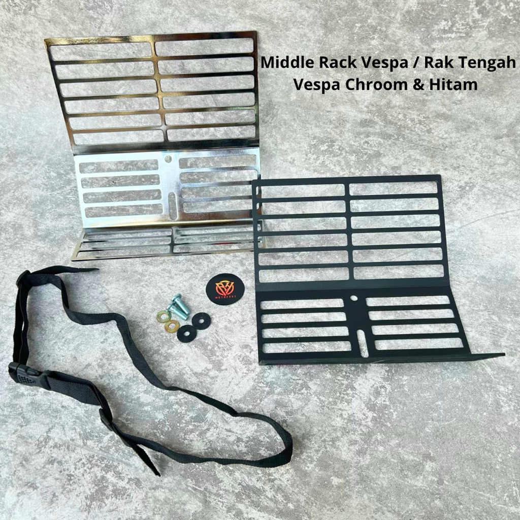 Middle Rack Vespa Rack Tengah Vespa Hitam Chroom