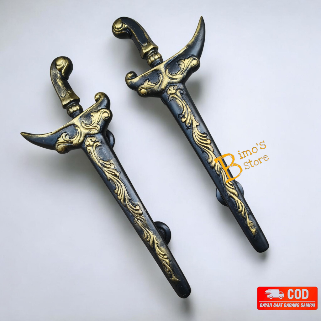 Handle Pintu Rumah Motif Keris Jawa Aluminium Antik 40cm 2 Pcs Gagang Pintu Tarikan Pintu