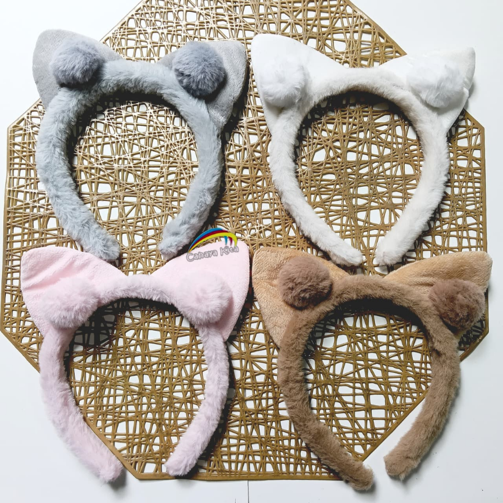 Bando Bulu kuping/Bando Bulu pom-pom/Bando bulu kuping kucing pom pom