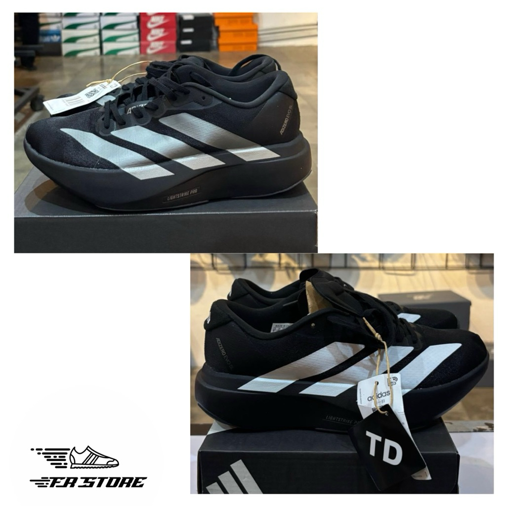 Sepatu Running Lari 4D1D4S Adizero EV0 SL Black White | Black Silver