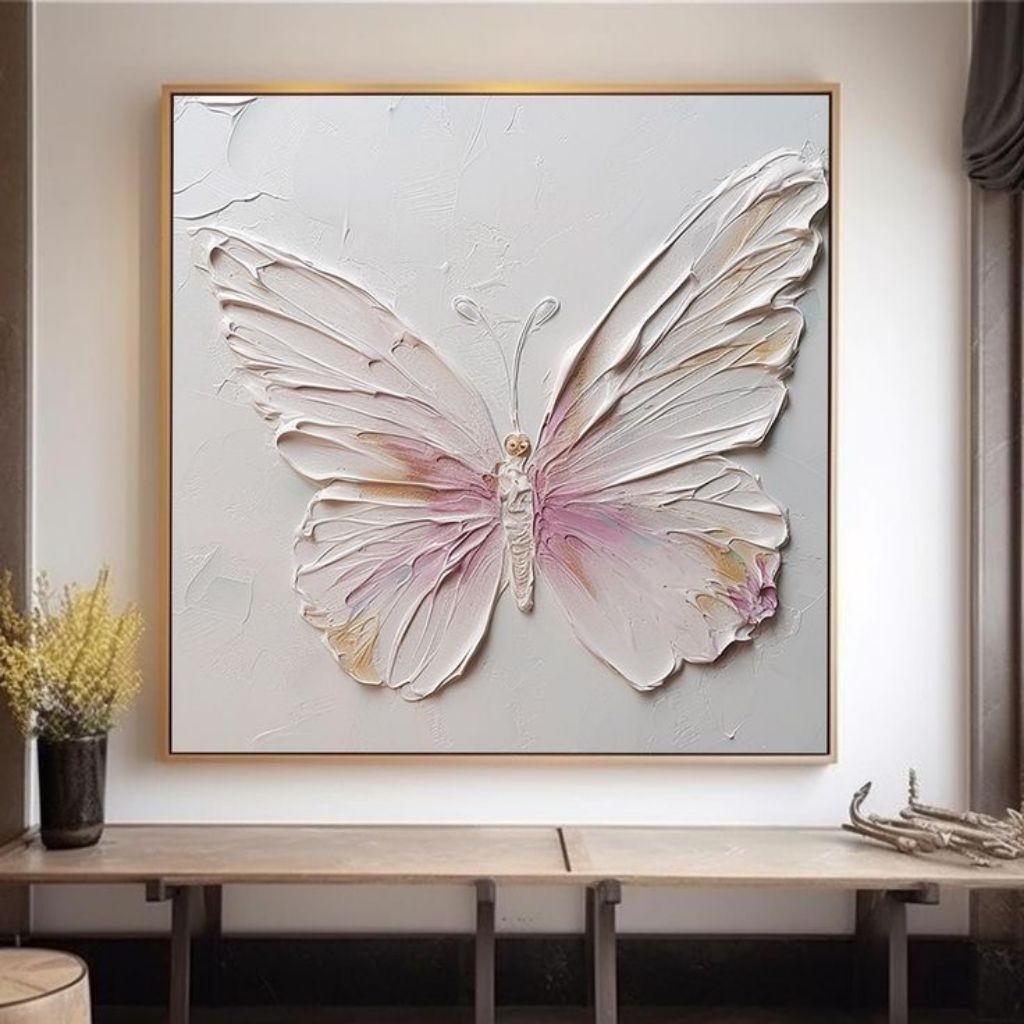 Lukisan Dinding Kupu-kupu Tekstur 3D - Lukisan Handmade - Hiasan Dinding Ruang Tamu Aesthetic