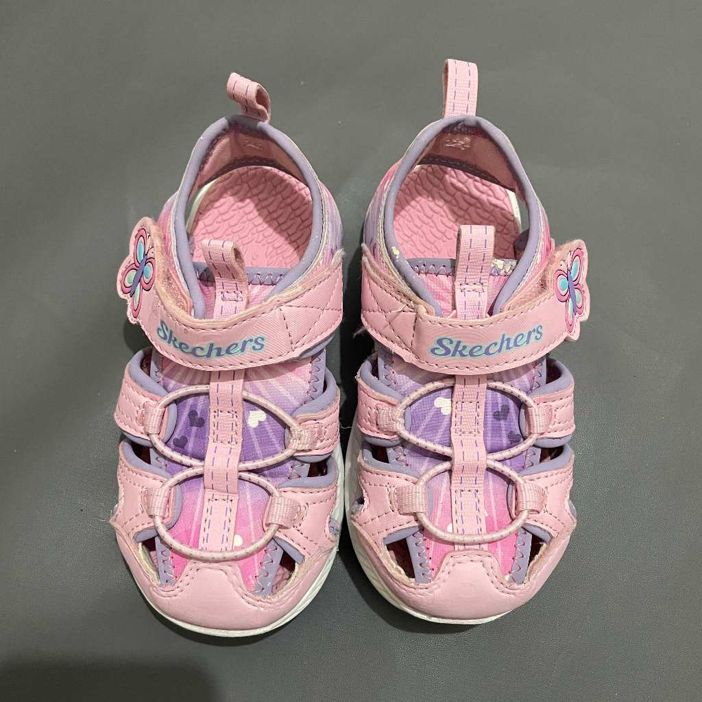 ANAK K443 (SKECHERS ORI, PRELOVED) Sepatu Sandal C-Flex Dazzling Velcro Prepet Tali Karet Slip On Se