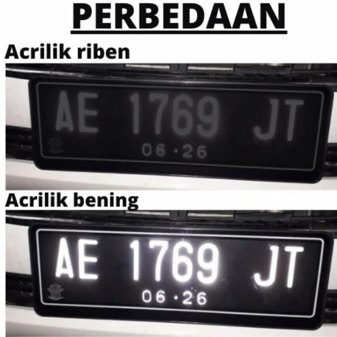 Tatakan Cover plat mobil plat nomor mobil Akrilik Riben hitam