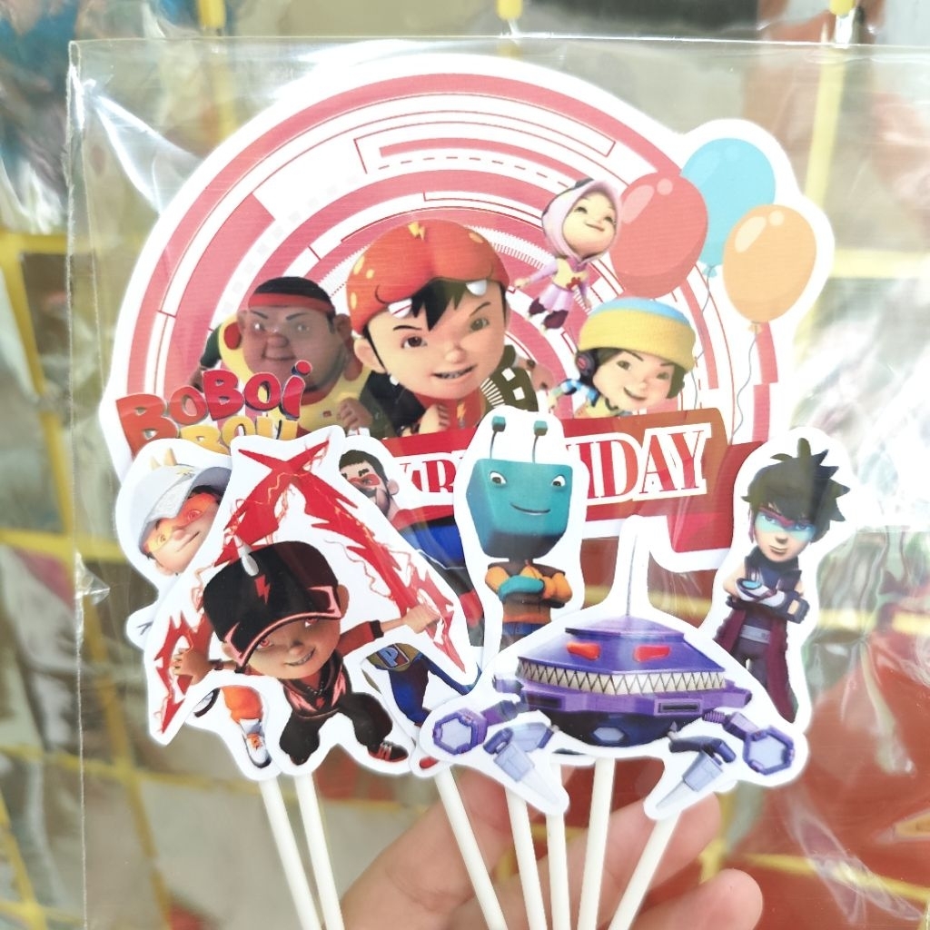 Cake Topper Karakter BoBoiboy Boboboy hiasan kue kertas Ulang Tahun Anak Happy Birthday