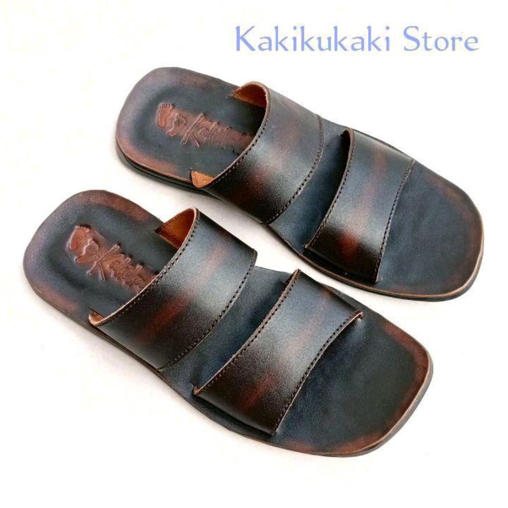 Sandal Pria Kulit sapi Asli, Sandal santai pria Kulit Asli, Sandal kokop ban 2 kulit Sapi Asli, Send