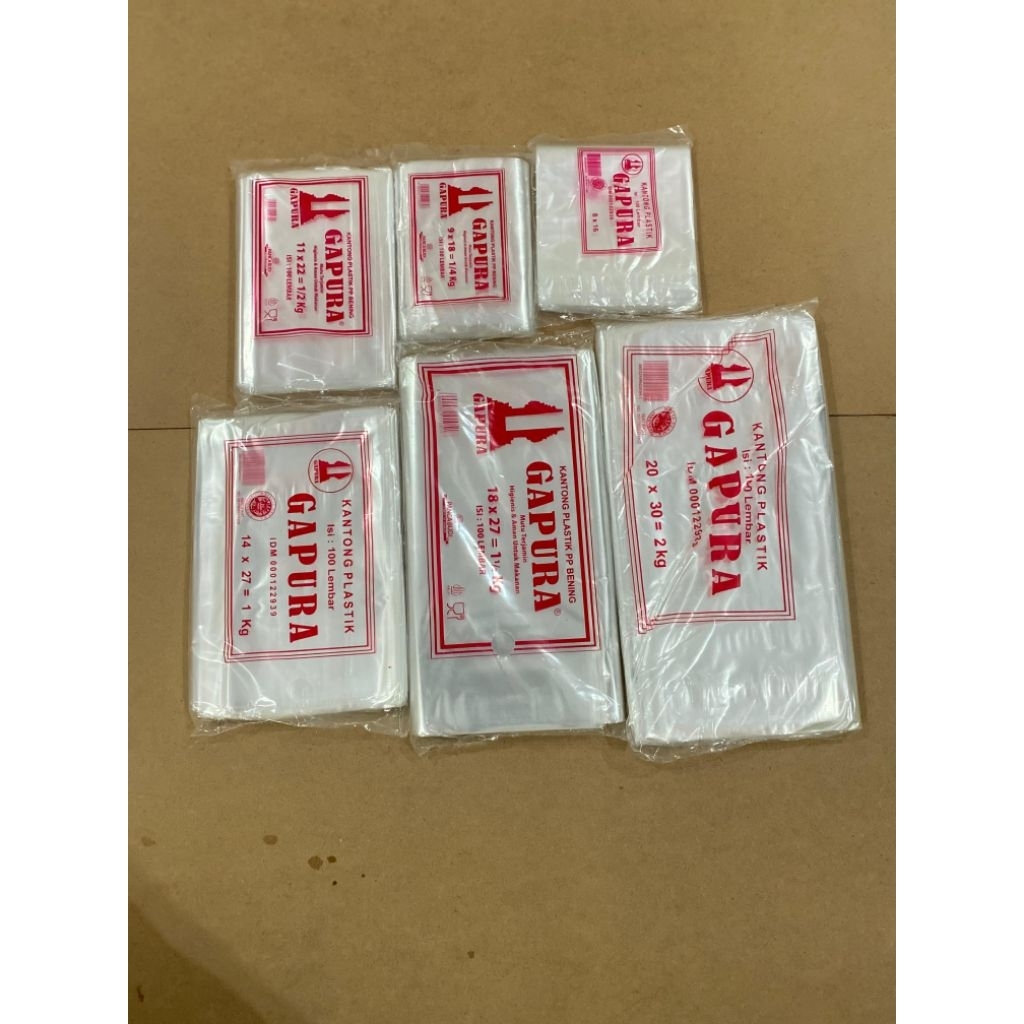 Plastik PP bening GAPURA MERAH  isi 100 lbr