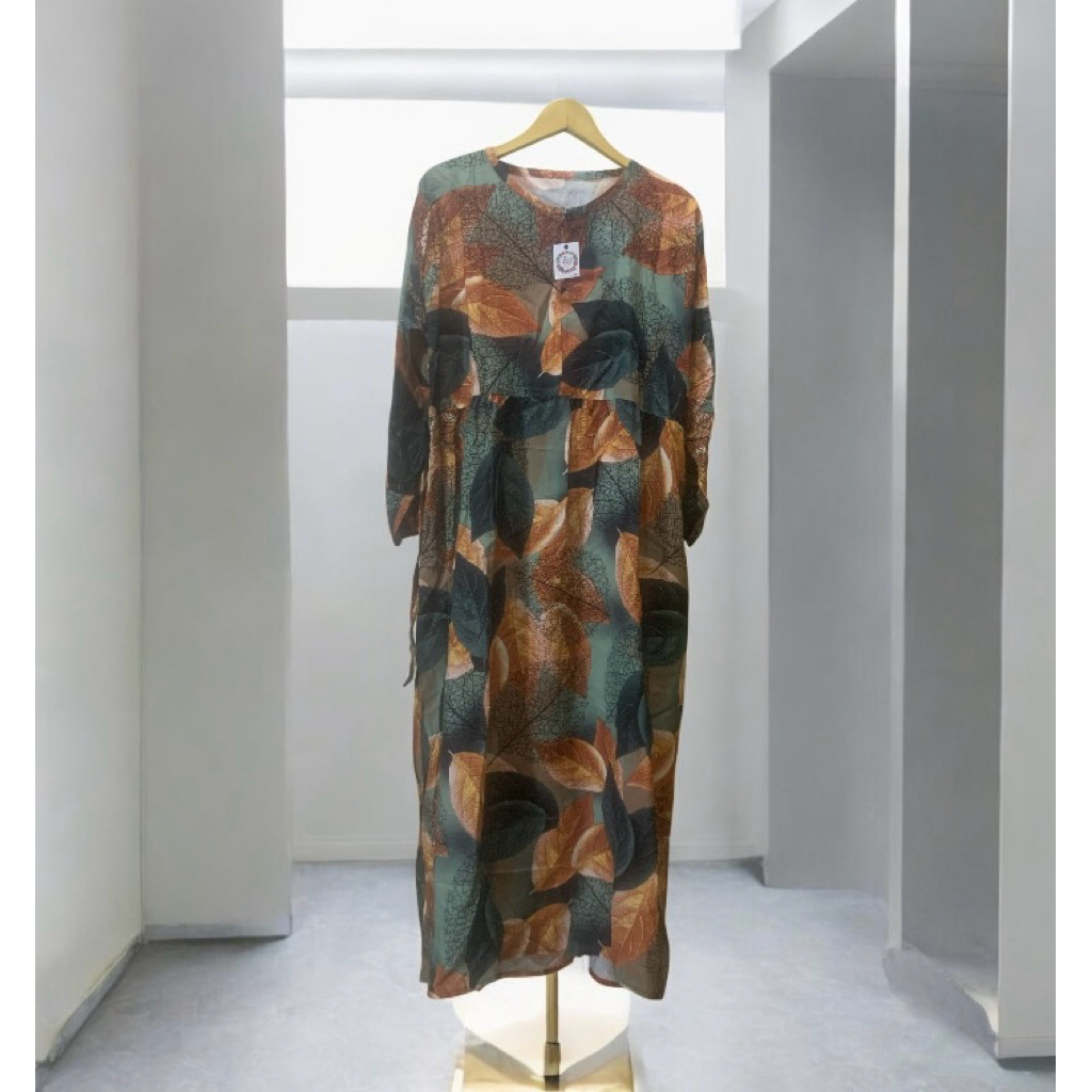 Gamis Rayon motif Daun