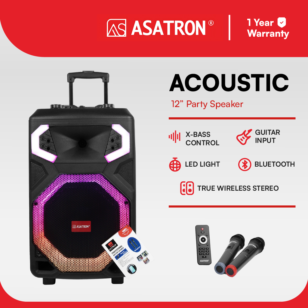 Asatron Acoustic 12 Inch Bluetooth Party Speaker