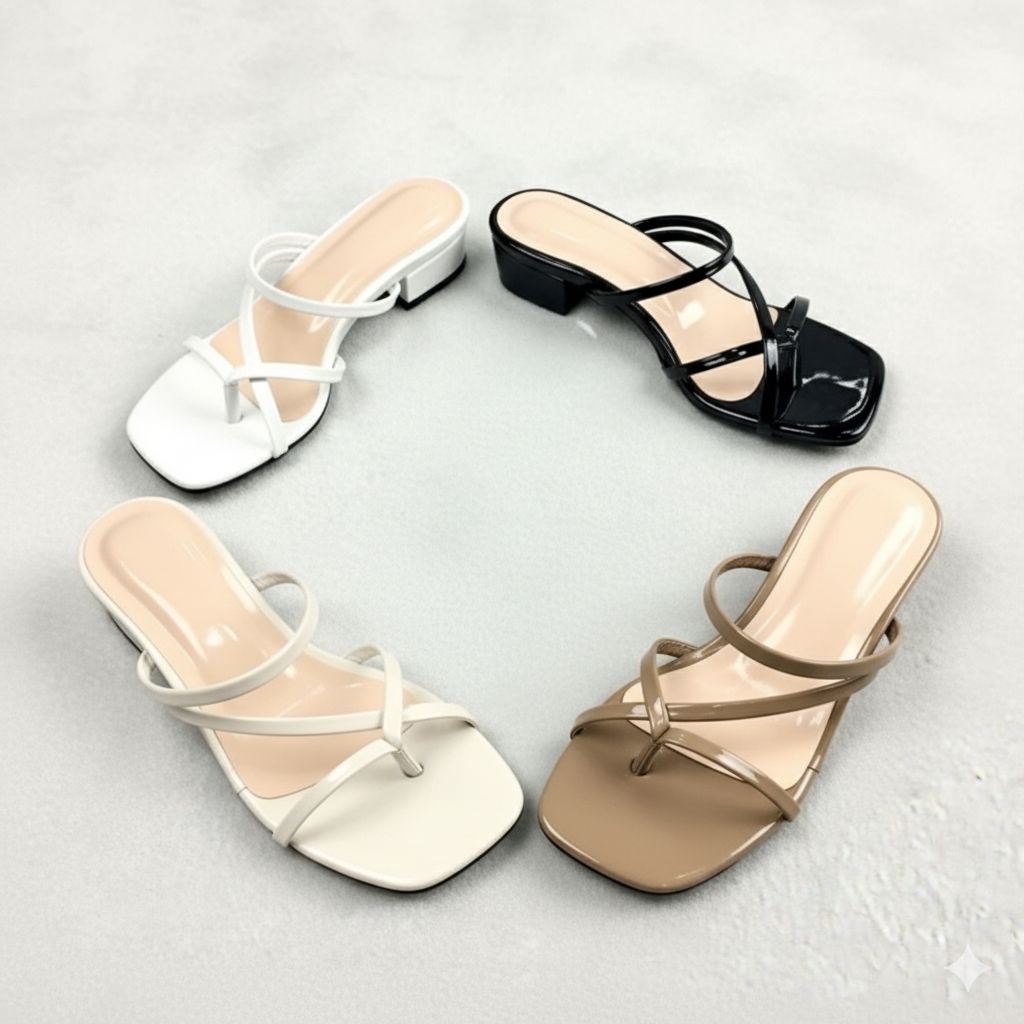 Sandal Wanita Hak Tahu 3cm Motif Kekinian Sendal High Heels Kondangan Pesta