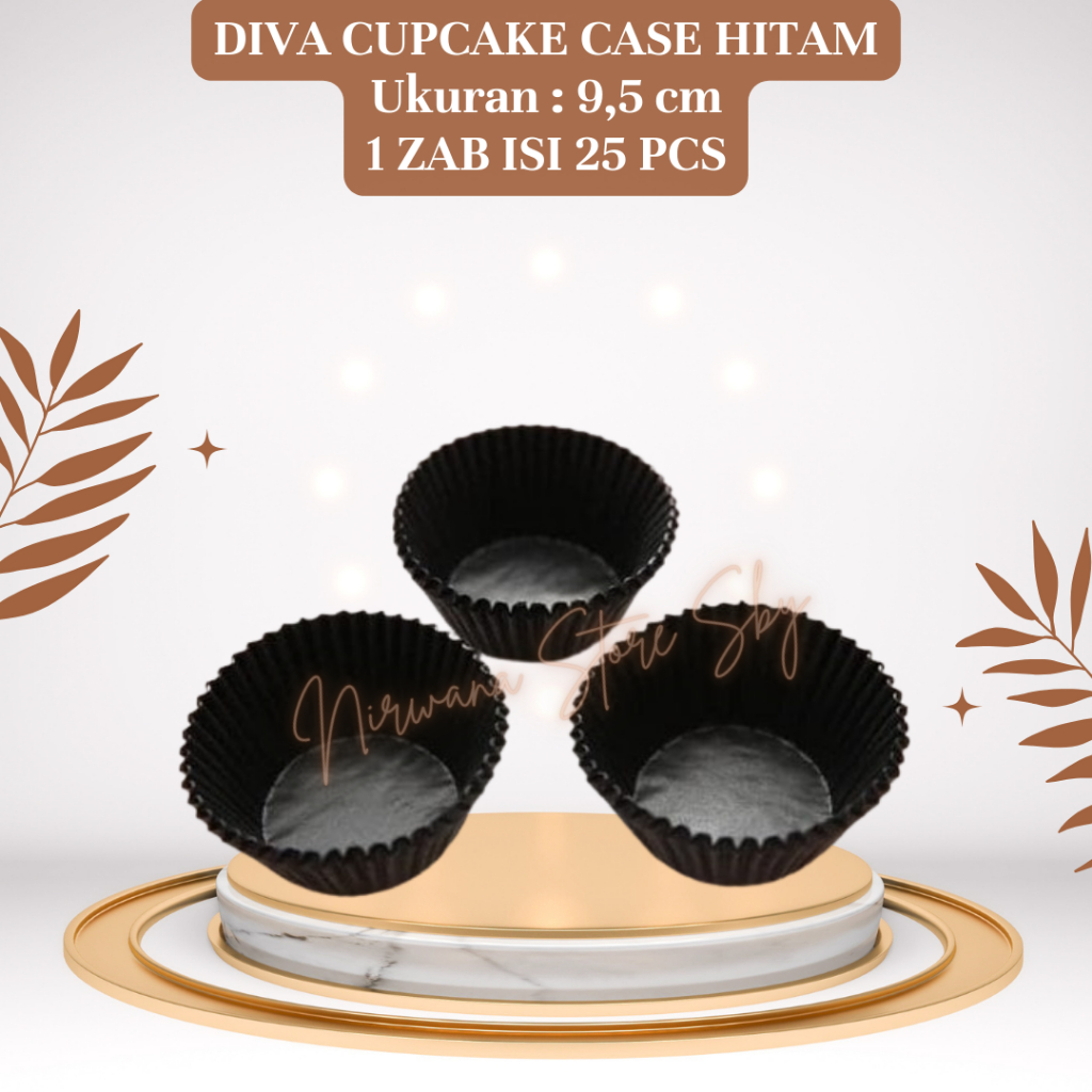 (25 Pcs) Diva Cupcake Case 9,5 Hitam | Cup Muffin / Cup Bolu / Alas Kue