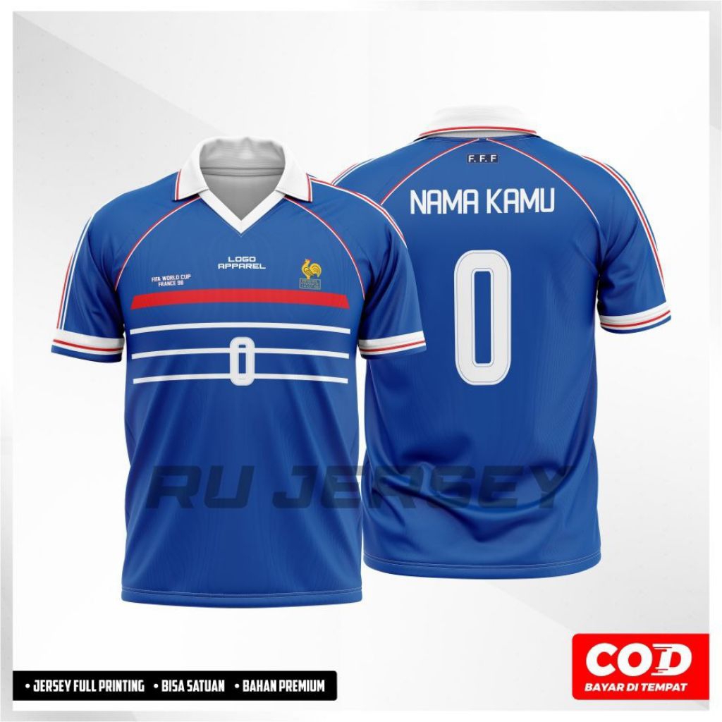 Jersey Timnas France 1998 Full Printing