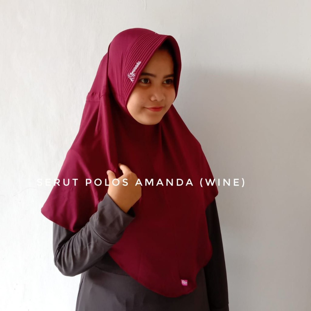 Amanda Hijab Jersey Premium Polos Original,Model serut bergo hamidah