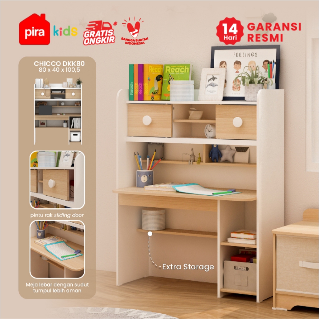 PIRA KIDS -  CHICCO DKK80 Meja Belajar Anak dengan Rak Buku