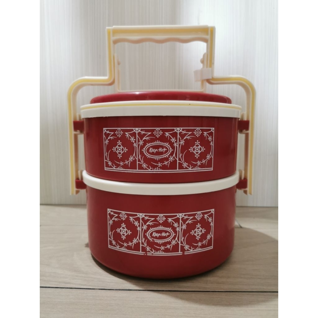 Termos nasi sayur panas dingin 2 susun. Merek Lion Star. Warna merah. Wadah Tempat Bekal Nasi Penyim