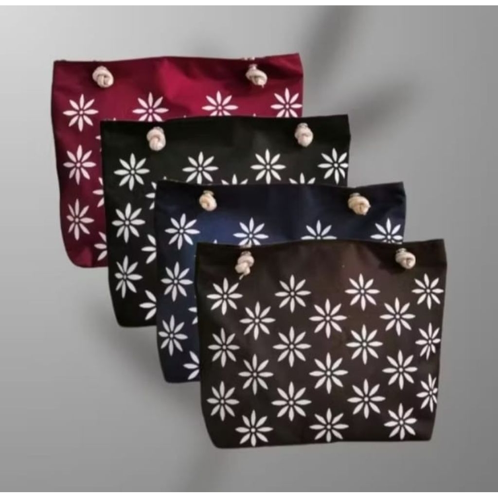 Tas Wanita Totebag Canvas Tas Ibu Tas Pengajian Motif Hijab Resleting Tali Sumbuh Premium