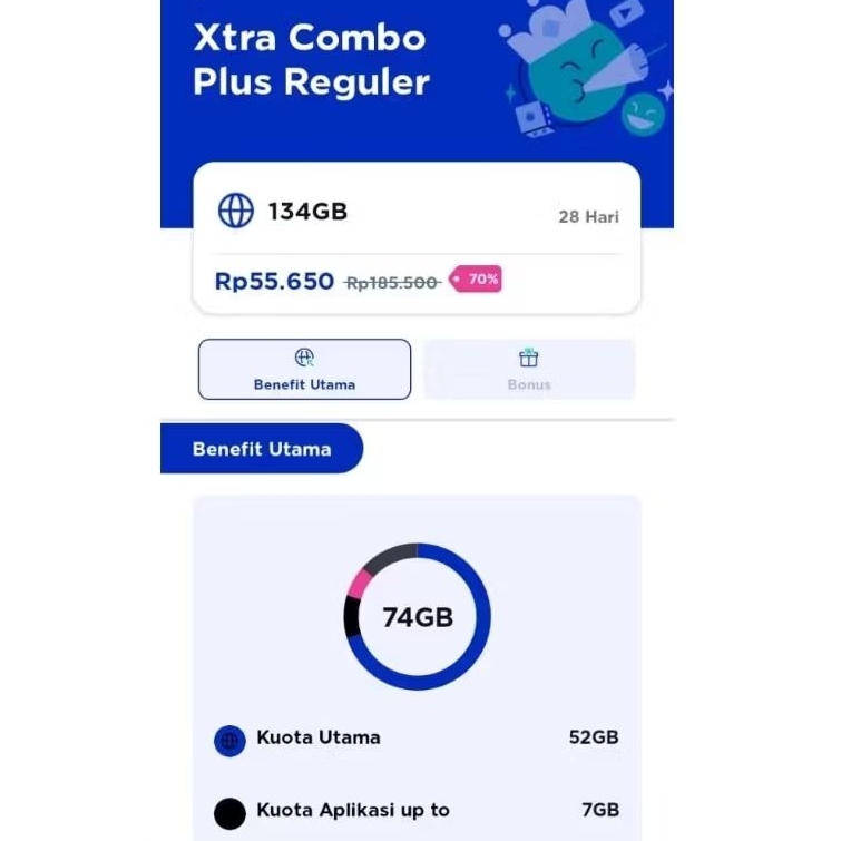 XL DISKON KUOTA 70 persen 134Gb.     dan xl akrab           perpanjangan otomatis                   