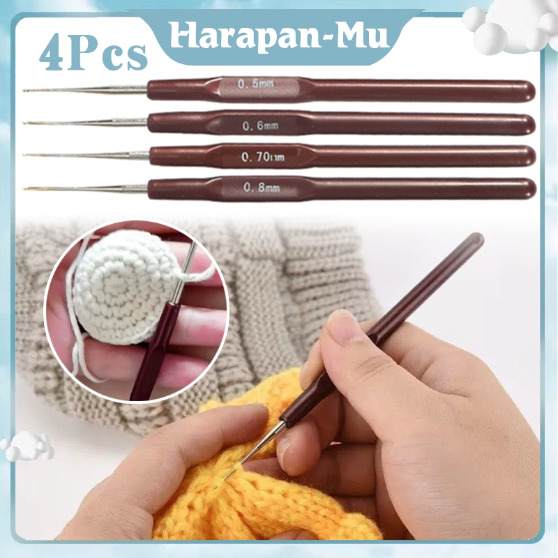 1 Set Isi 4 Pcs Jarum Gimbal Rajut Dreaddlocks Pen Tulip Songket / Jarum Rajut Design Unik / Jarum G