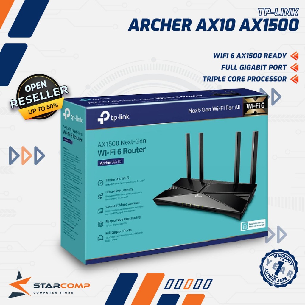 TP-LINK ARCHER AX10 WIFI 6 AX1500 WIRELESS ROUTER AX 1500 AX 10