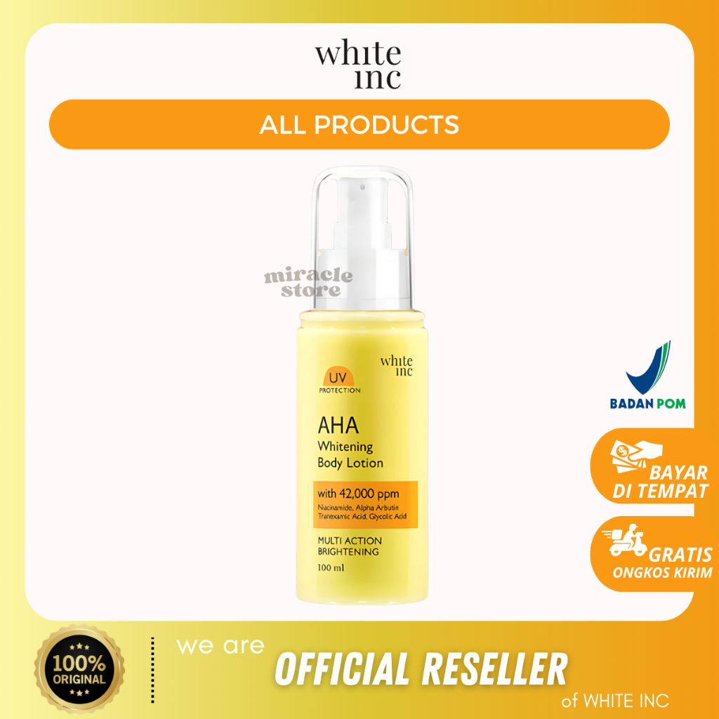 [MIRACLE STORE] WHITE INC AHA Whitening Body Lotion 100ml - Melembabkan & Mencerahkan Kulit