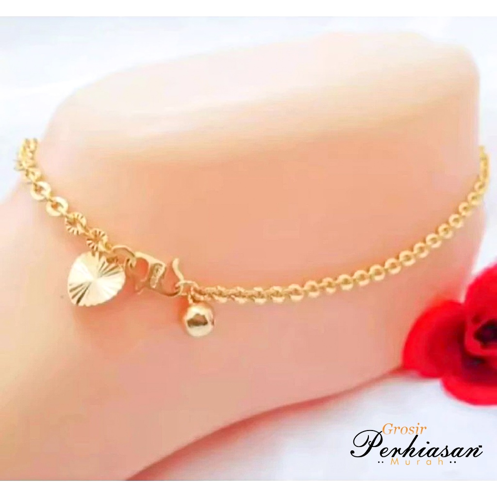 Gelang Kaki Titanium/ Gelang Kaki Nuri Mewah Lapis Emas 24K