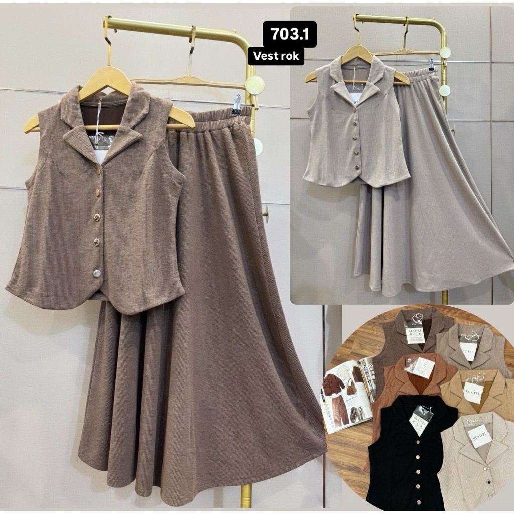 setelan vest rok 703.1 Kuyifei//setelan rok knit Kuyifei///pakaianwanitasby