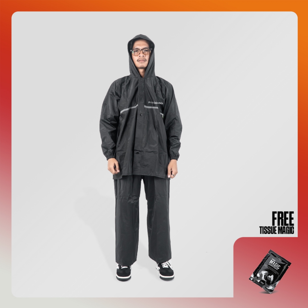 Prodigo * Jas Hujan Setelan Teribi Hitam I Mantel Hujan Pria Wanita I Raincoat i Anti Rembes I Jas U