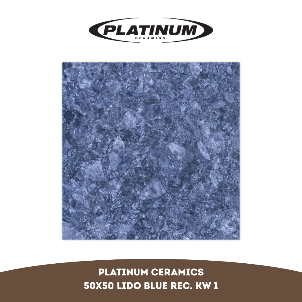 Keramik Platinum Lido Blue Rectified 50X50 KW 1 per Box (Isi 4 Lembar / 1 m²)