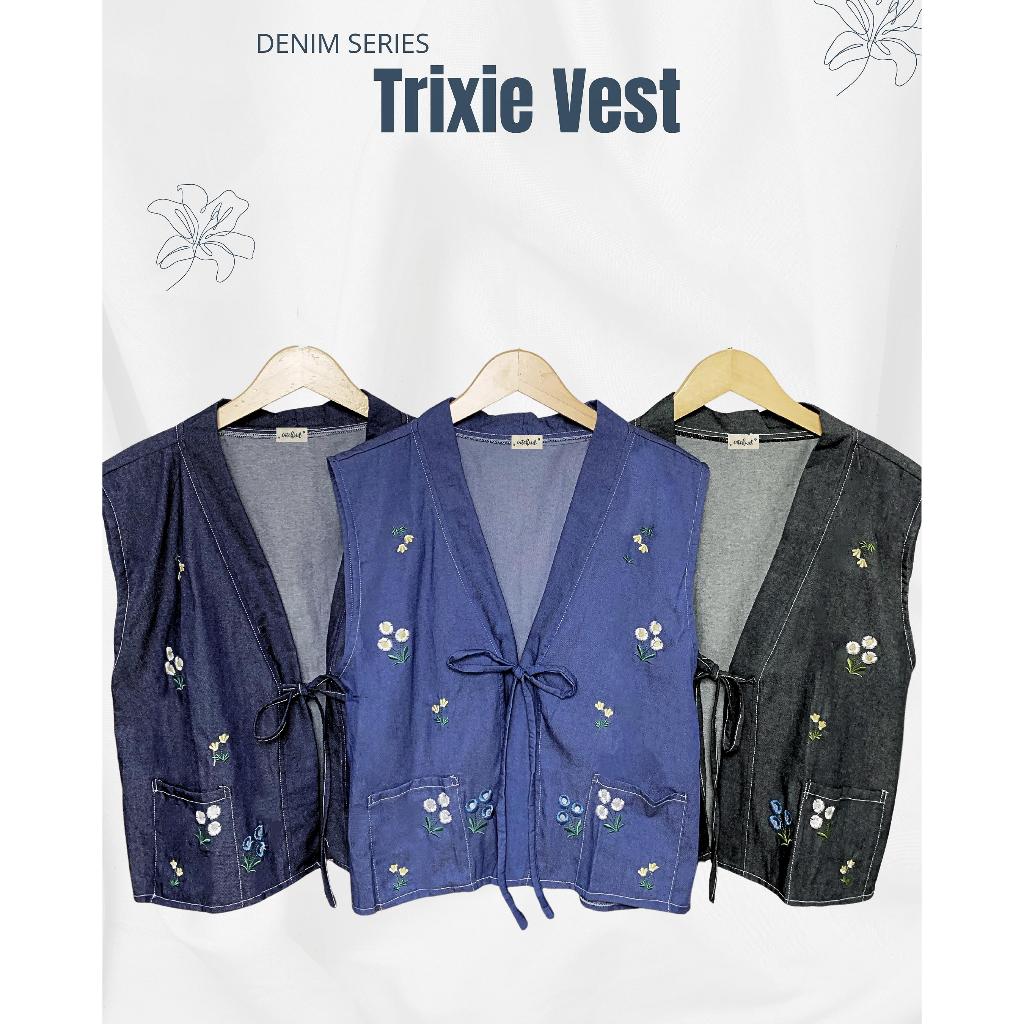 TRIXIE VEST BY CATCHI | VEST DENIM SERIES WITH MOTIF BORDIR