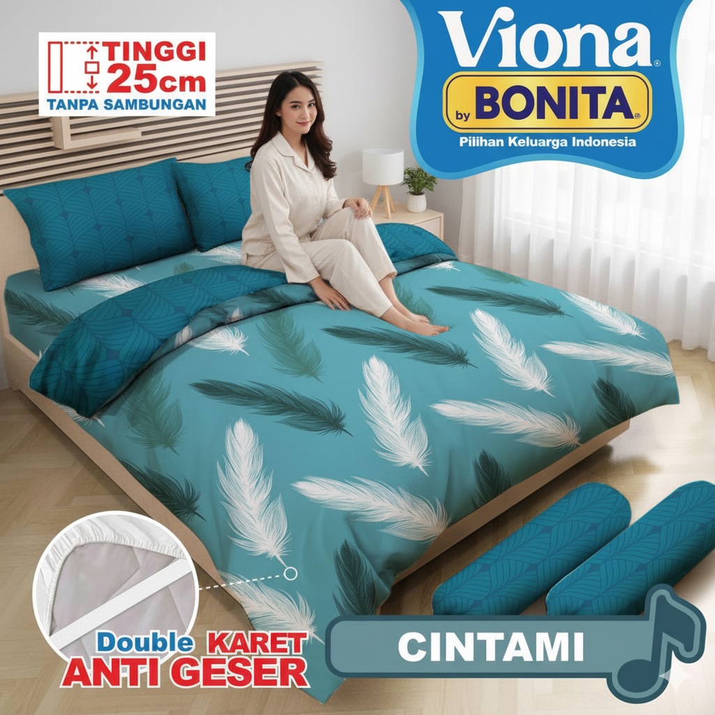 Bedcover Bonita Viona 180x200 / 160x200 Tinggi 25