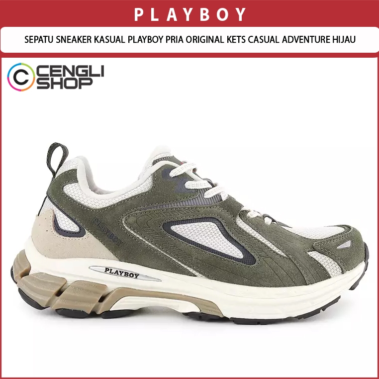 SEPATU SNEAKER KASUAL PLAYBOY PRIA ORIGINAL KETS CASUAL ADVENTURE HIJAU PL73