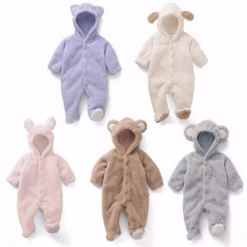 Jumper Bodysuit Bayi Hoodie Bulu Karakter Bahan Premium Termurah