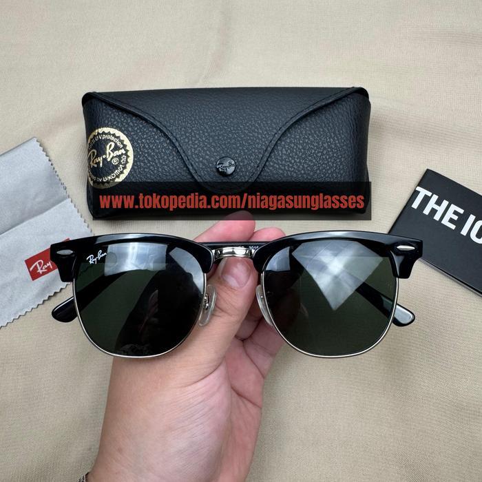 Kacamata Rayban Clubmaster Black List Silver Second Original