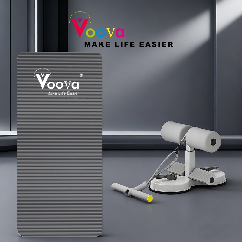 VOOVA Paket Yoga Mat Anti Slip Tebal Premium Matras dan  Tali Resistance Band Alat Sit Up Portable |