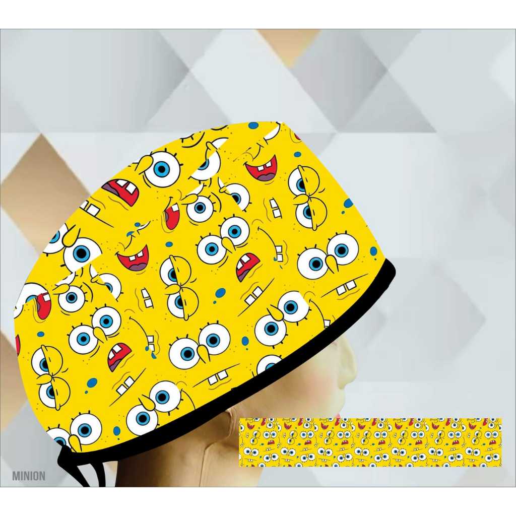 Topi dokter/Scrub hat/Surgical cap/Headcap printing premium spongebob