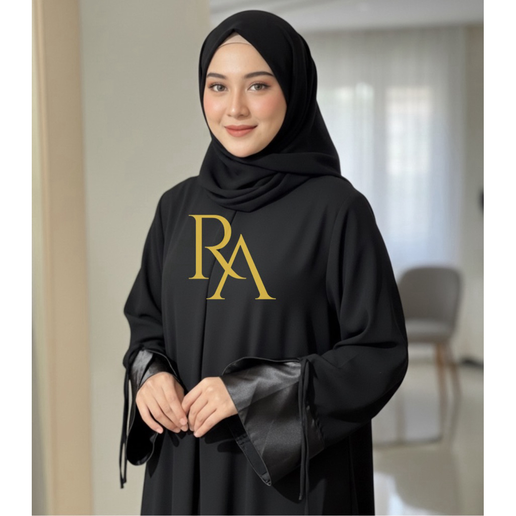 Abaya Kaluna. Abaya Hitam jetblack Abaya Hitam Minimalis  Mewah Elegan Abaya simple Minimalis Abaya 