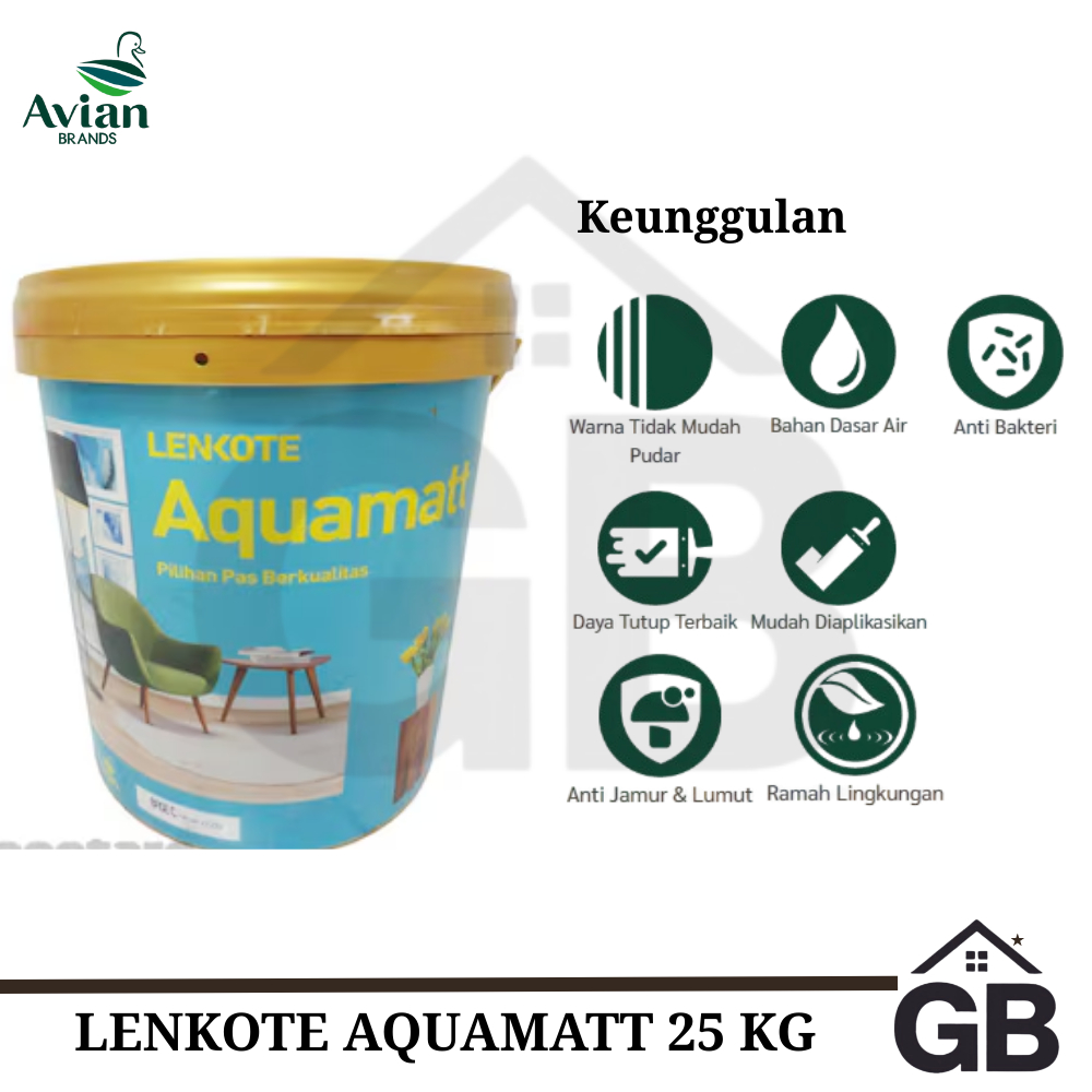 Lenkote Aquamatt Cat Tembok 5Kg // Bisa Custom Warna
