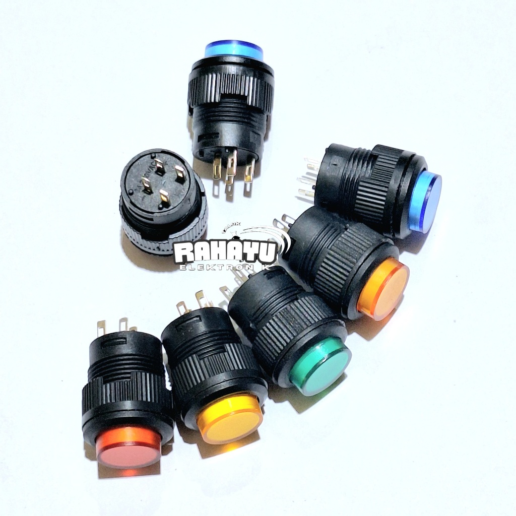 SAKLAR ON OFF 4 PIN PLUS LAMPU BULAT 3V R16 R-16 503AD