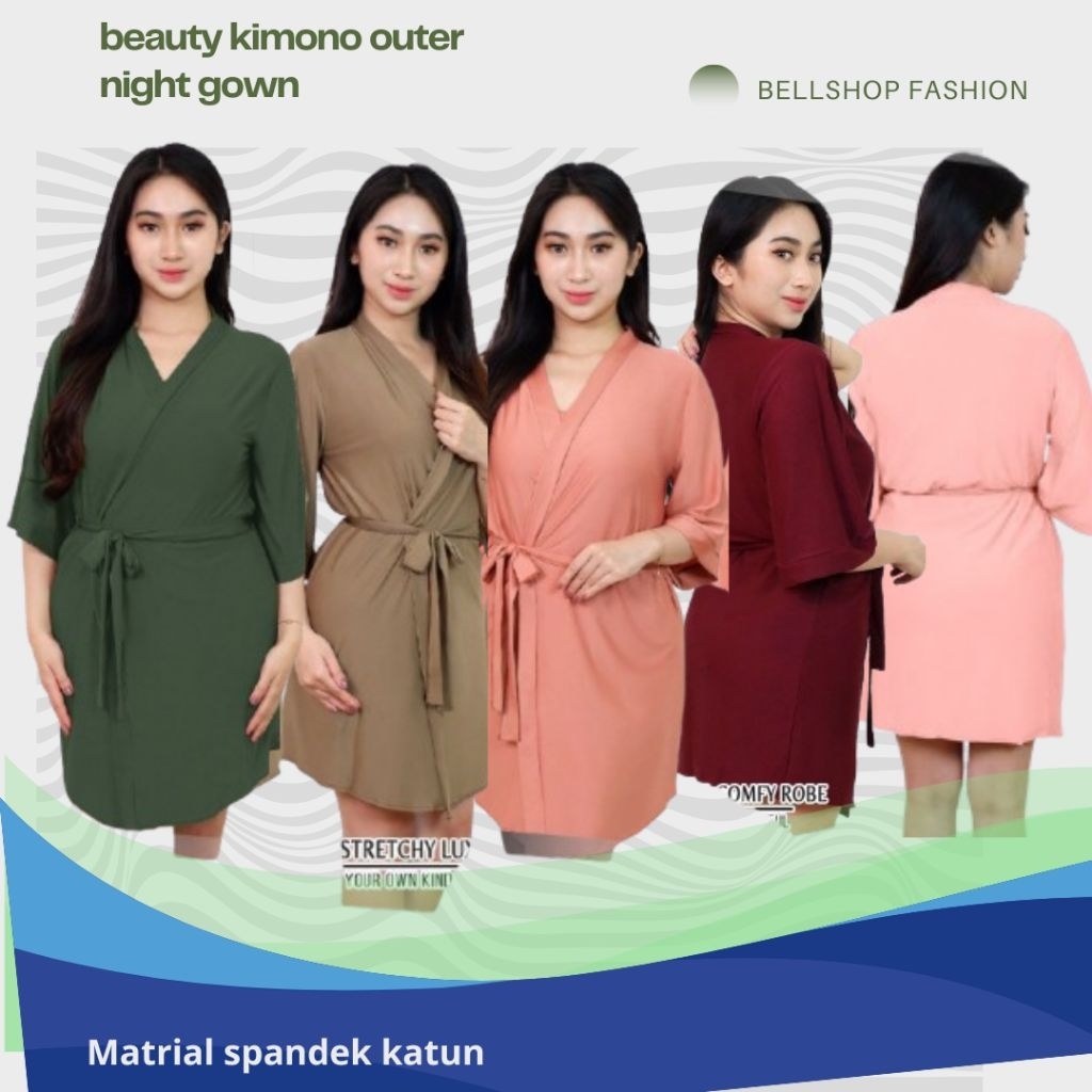 Baju tidur kimono outer pendek spandek katun