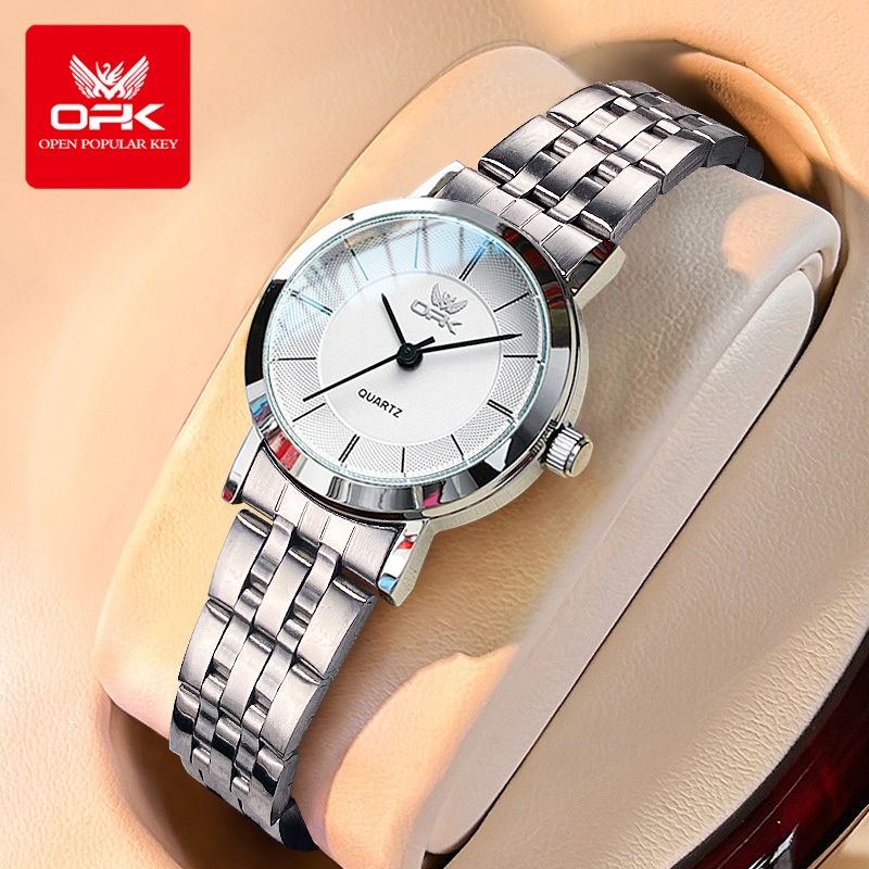 OPK Jam Tangan Wanita Anti Air Original Stainless Steel Quartz Luminous Analog Women Watch 6019