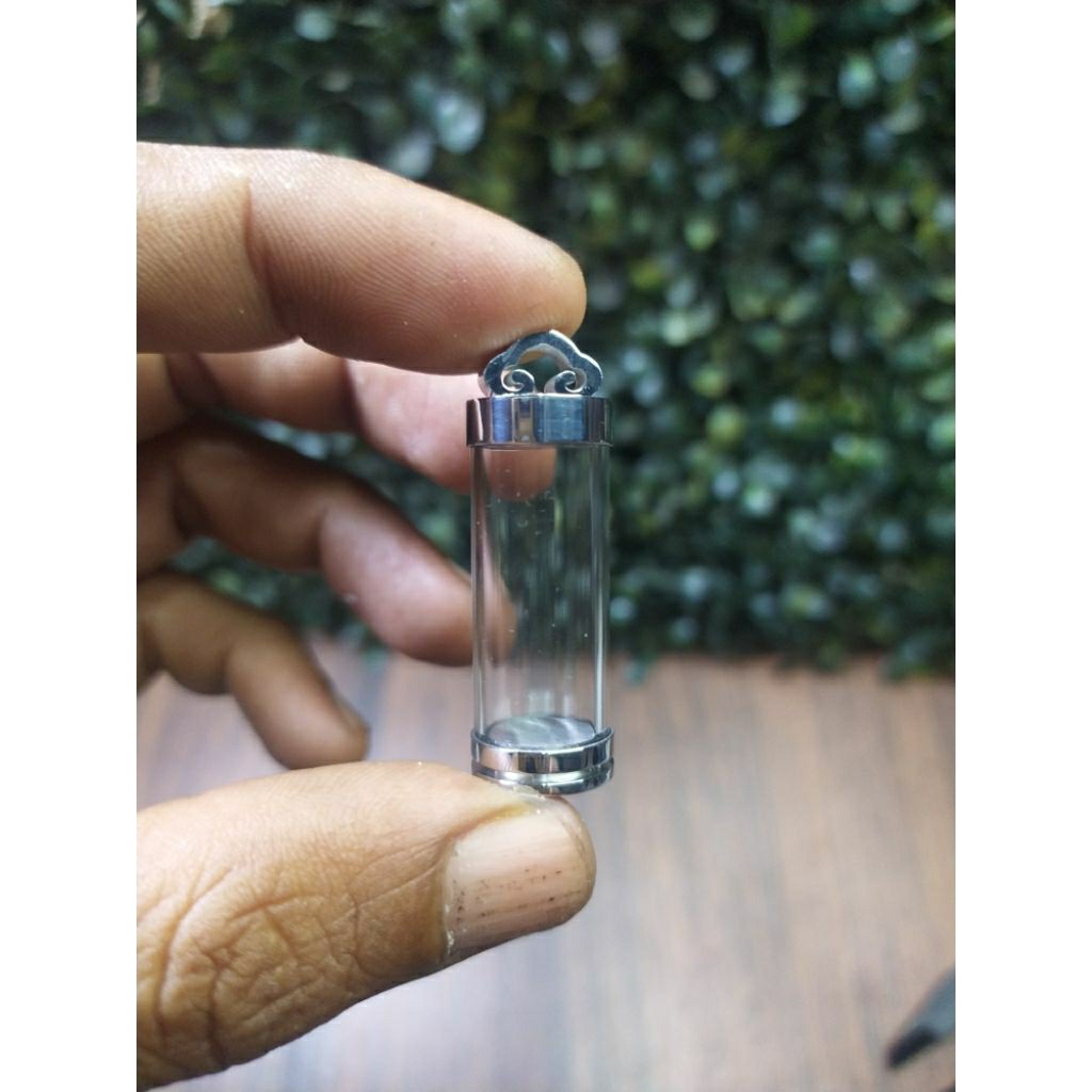 liontin titanium tabung transparan/tabung kosong/liontin kalung tempat minyak kalung liontin gawu
