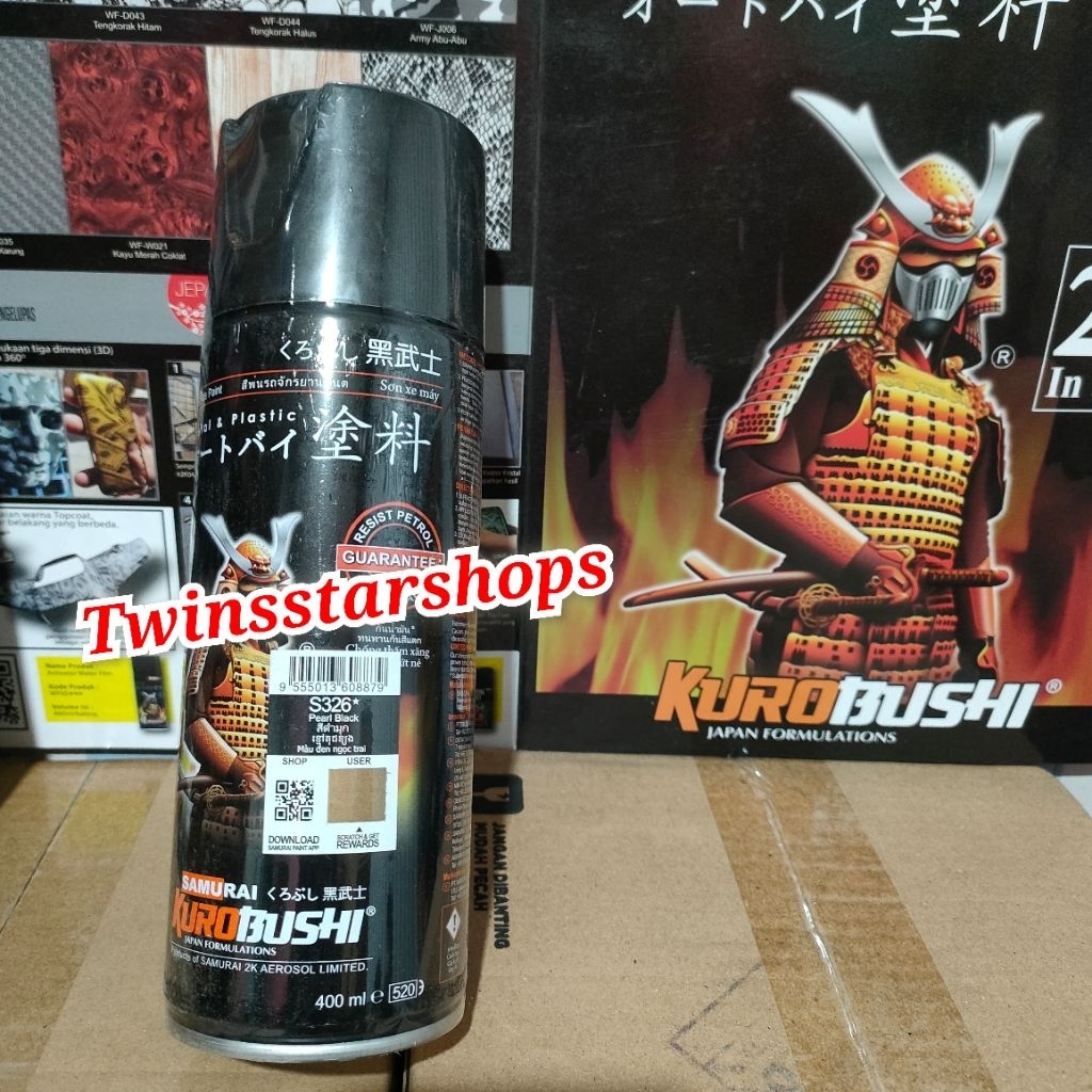 Pilok Pylox Pilox Cat Samurai Hitam Pearl Black S326 326 Glossy Mengkilap Spray Paint 400ml