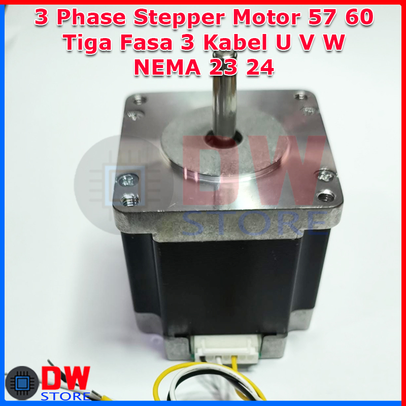 3 Phase Hybrid Stepper Motor 60 57 Nema 24 Nema 23 3 Fasa 3 Fase 3 Kabel U V W Dinamo Hibrid Steppin