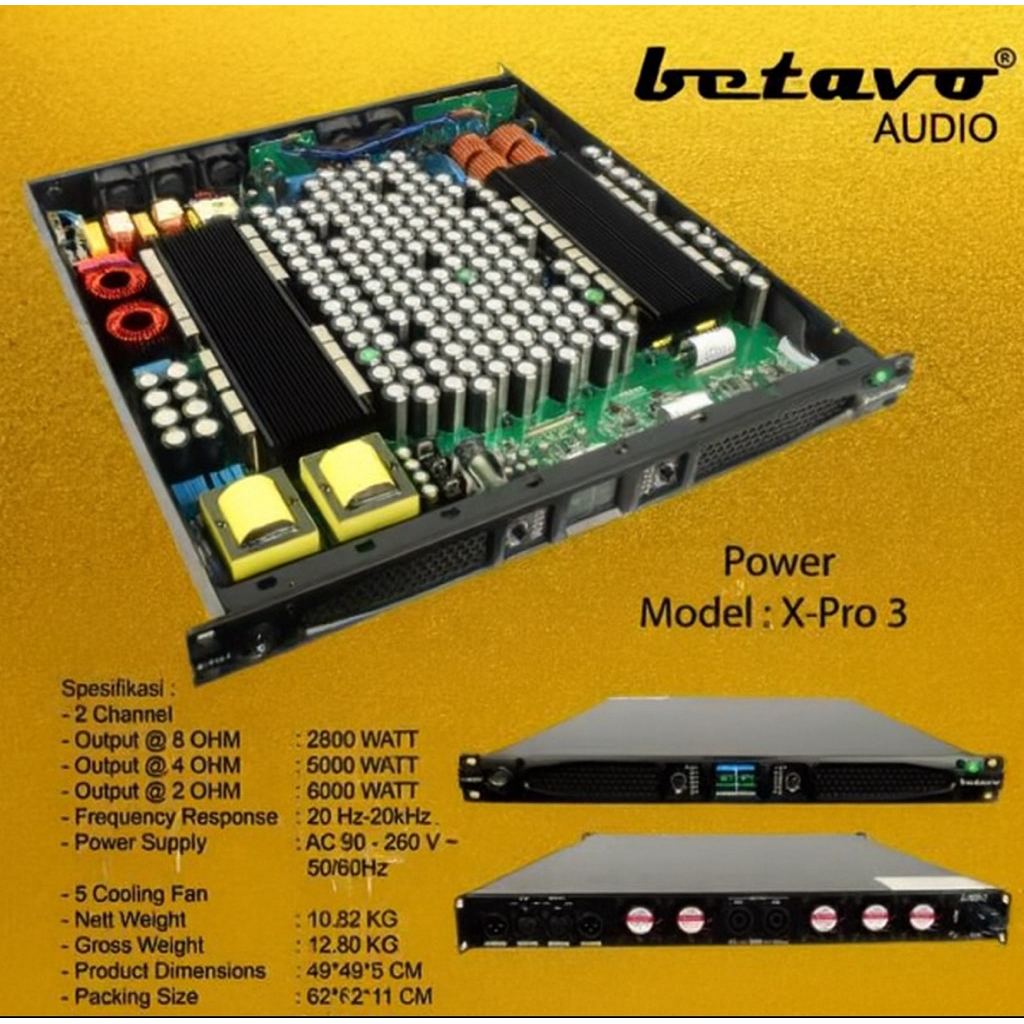 POWER AMPLI BETAVO 2 CHANNEL X-Pro 3 PROFESSIONAL AUDIO GARANSI 1TAHUN