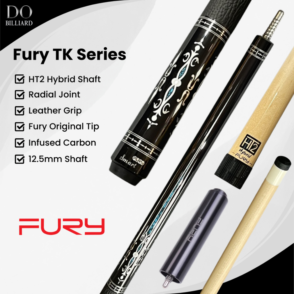 (PREMIER) Stick Billiard FURY TK SERIES Low Deflection Infused Carbon Shaft / Stick Fury TK Series O