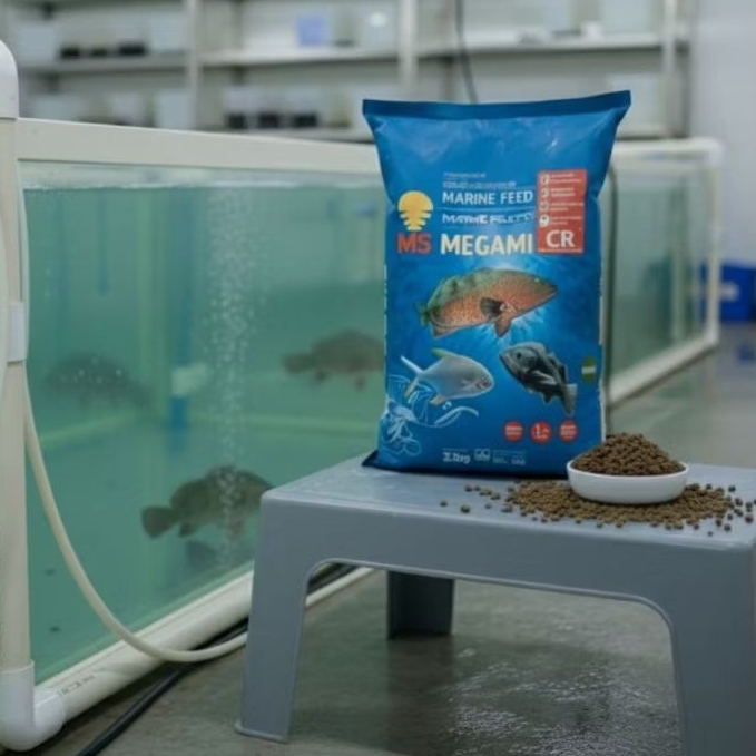 Pelet Megami GR 500gram. pelet ikan predator, barramundi, kerapu. tenggelam