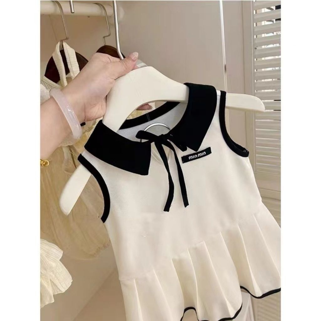 E164 BLACK COLLAR MIUMIU DRESS/ DRESS TENNIS ANAK/DRESS PADEL ANAK